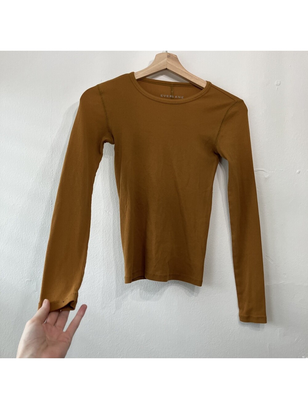 Everlane Mustard Ribbed Long Sleeve Basic Layering Goblin Pima Cotton XSmall